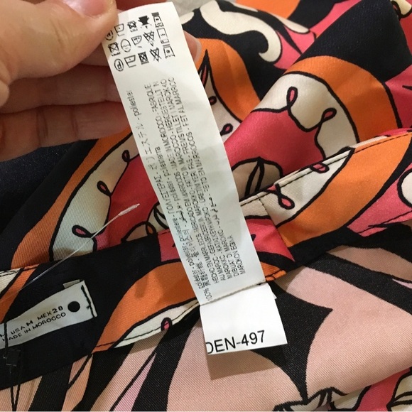 Zara Printed Knot Tie Pareo Midi Skirt Orange Black Mid Rise Size M New 8069/249 - Picture 5 of 6